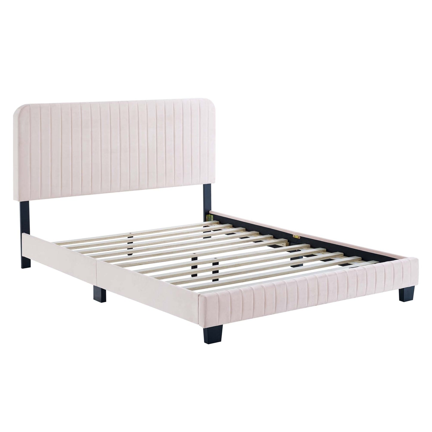 Celine Channel Tufted Velvet Full Platform Bed