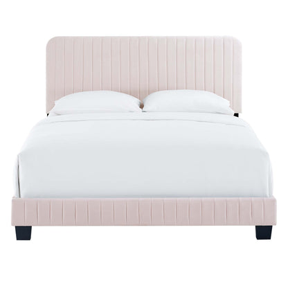 Celine Channel Tufted Velvet Full Platform Bed