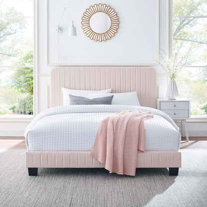 Celine Channel Tufted Velvet Full Platform Bed