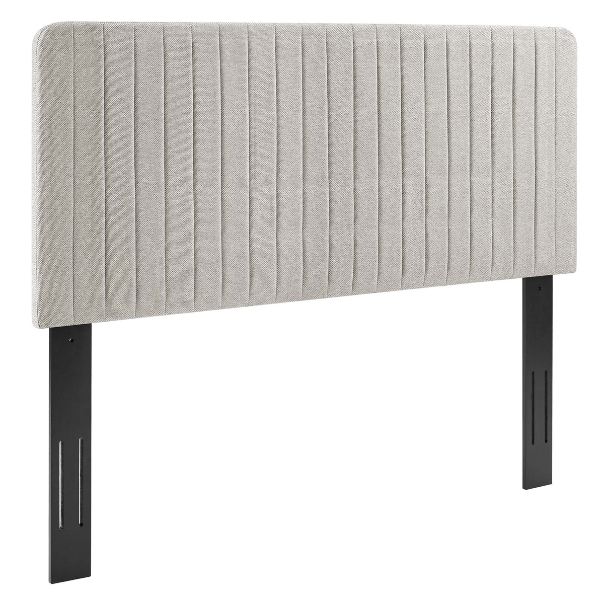 Milenna Channel Tufted Upholstered Fabric Headboard, light gray, full/queen, HouseOfZazla on Tampa Home & Garden Store