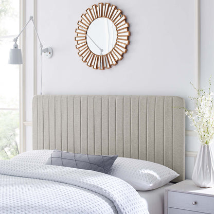 Milenna Channel Tufted Upholstered Fabric Headboard gray full/queen size on Tampa Home & Garden Store