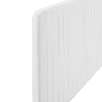 Headboard Milenna Channel Tufted Upholstered Fabric, white, full/queen, HouseOfZazla on Tampa Home & Garden Store