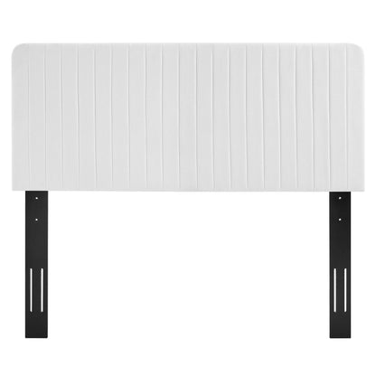 Milenna Channel Tufted Upholstered Fabric Headboard, Full/Queen, White, HouseOfZazla on Tampa Home & Garden Store