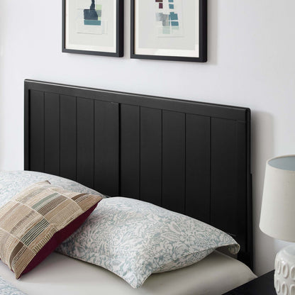 Alana Wood Platform Bed by Modway in black wood with paneled headboard, art on white wall on Tampa Home & Garden Store