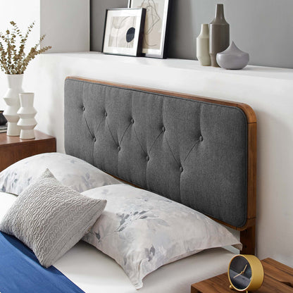Bridgette Wood Queen Platform Bed with Angular Frame gray tufted headboard by Modway on Tampa Home & Garden Store