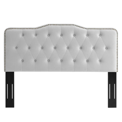 Sophia Tufted Performance Velvet Headboard in light gray velvet with diamond tufting by Modway on Tampa Home & Garden Store