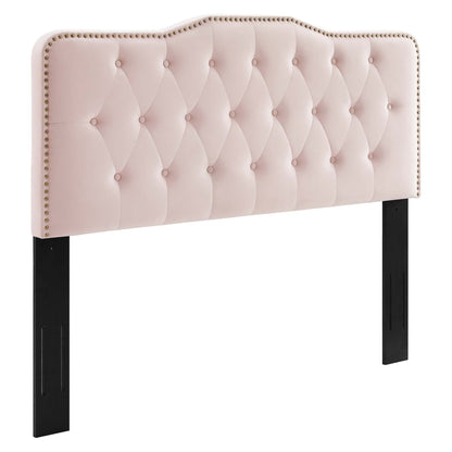 Sophia Tufted Performance Velvet Headboard blush pink with nailhead trim for bedroom by Modway on Tampa Home & Garden Store