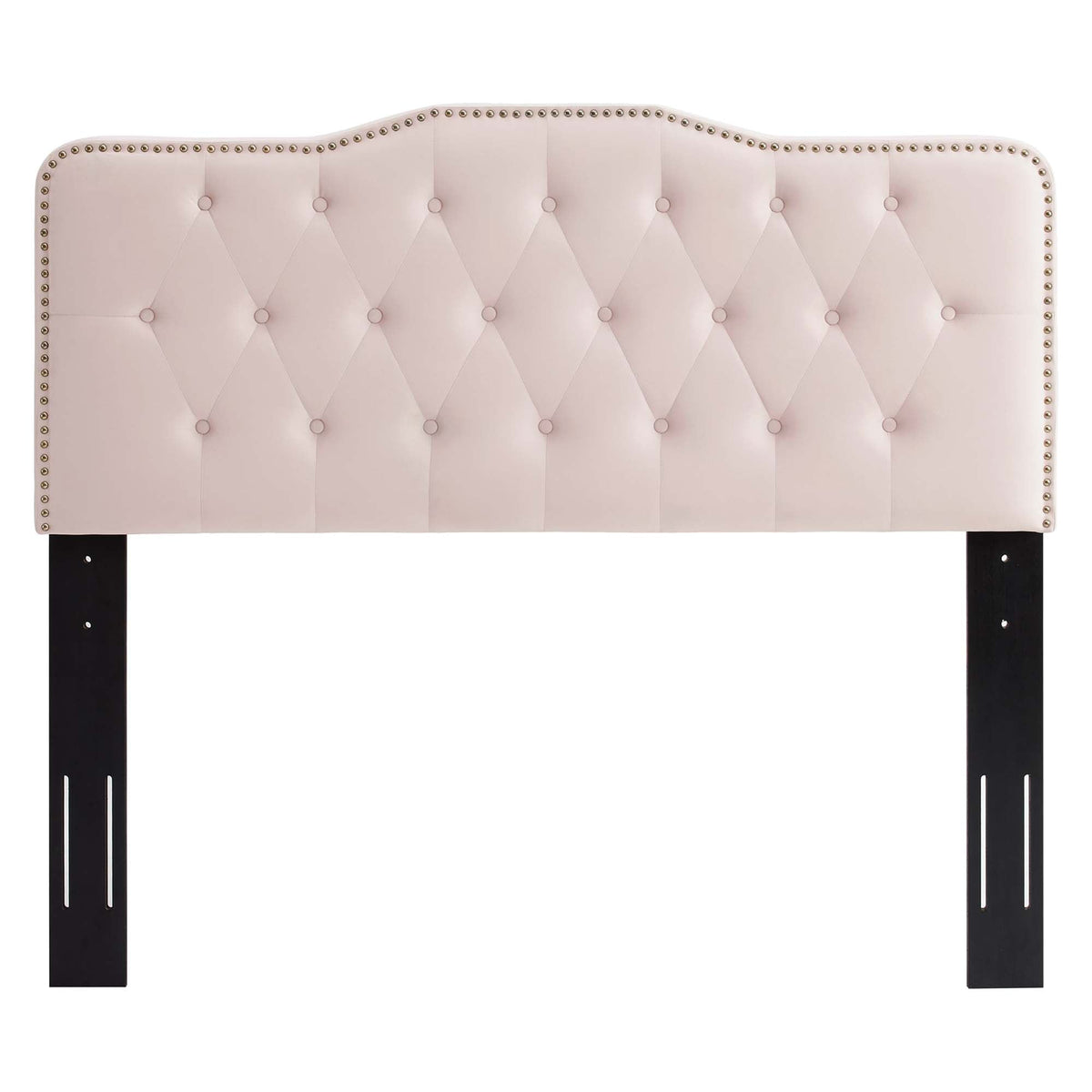 Sophia tufted velvet headboard in blush pink with diamond tufting by HouseOfZazla on Tampa Home & Garden Store