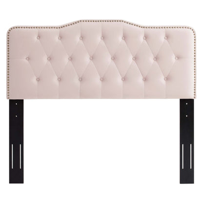 Sophia tufted velvet headboard in blush pink with diamond tufting by HouseOfZazla on Tampa Home & Garden Store