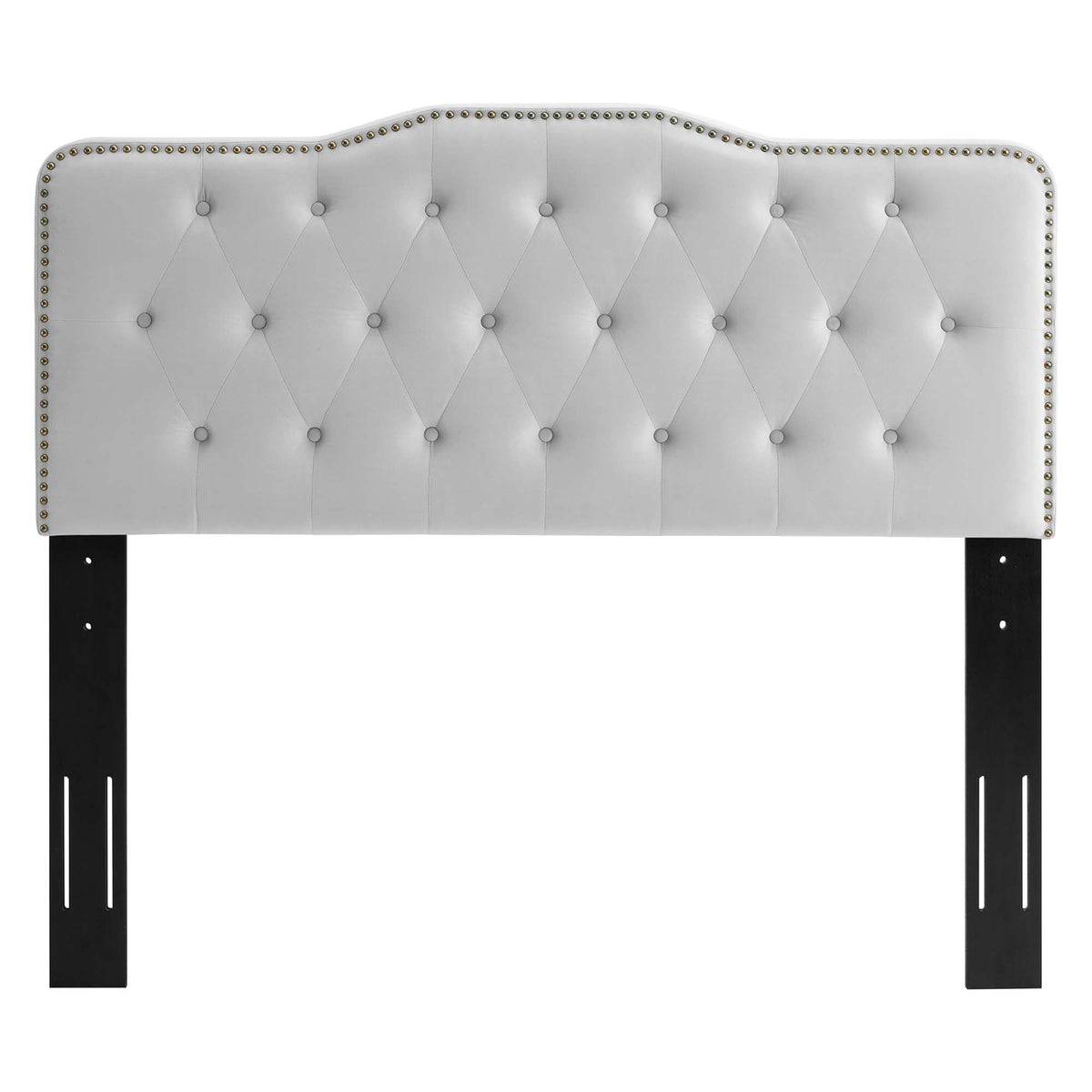 Sophia tufted performance velvet gray headboard with diamond tufting and nailhead trim on Tampa Home & Garden Store
