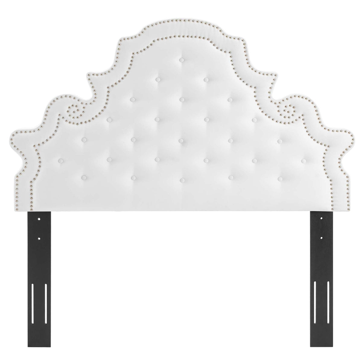 Gwyneth Tufted Performance Velvet Twin Platform Bed upholstered headboard nailhead trim on Tampa Home & Garden Store