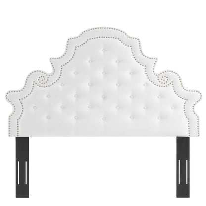 Gwyneth tufted performance velvet twin platform bed by Modway, white with silver nailhead trim on Tampa Home & Garden Store