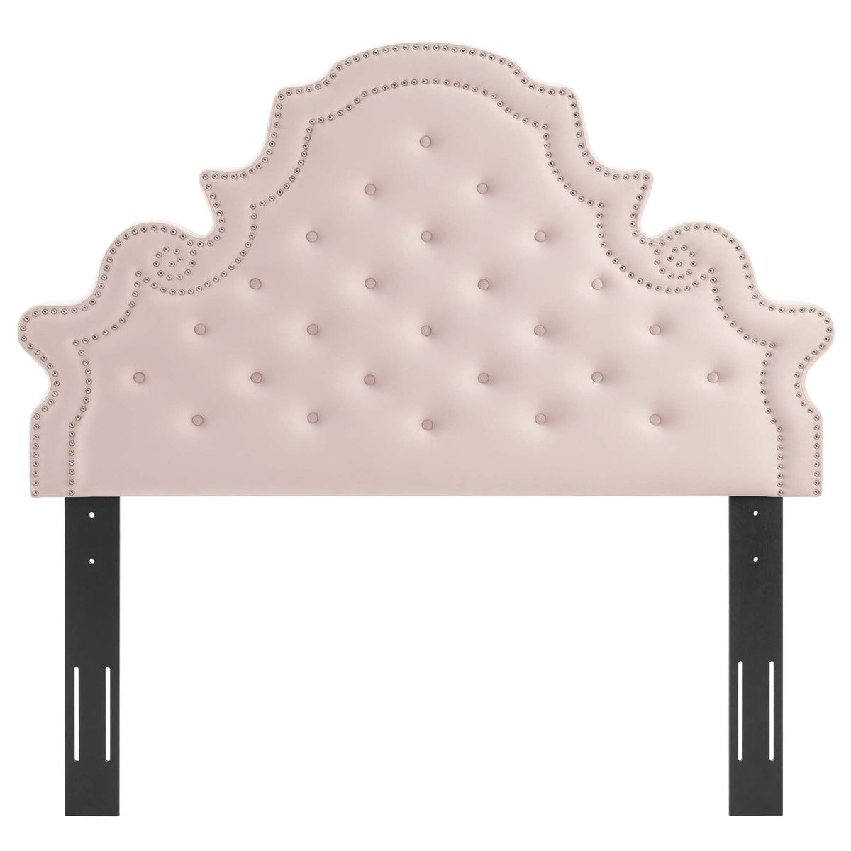 Queen headboard Gwyneth in blush pink performance velvet with nailhead trim by Modway on Tampa Home & Garden Store