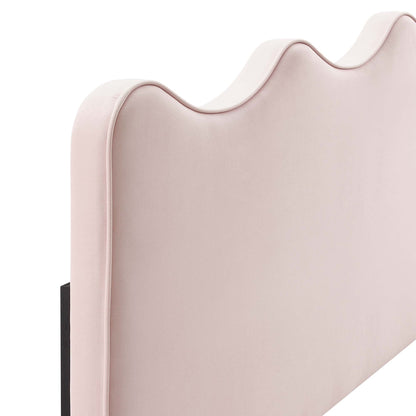 Athena performance velvet headboard by Modway in blush pink with scalloped edges, headboard on Tampa Home & Garden Store