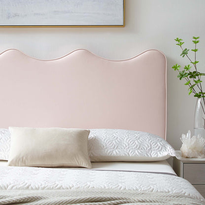 Athena Performance Velvet Headboard by Modway in blush pink velvet with curved scalloped top on Tampa Home & Garden Store