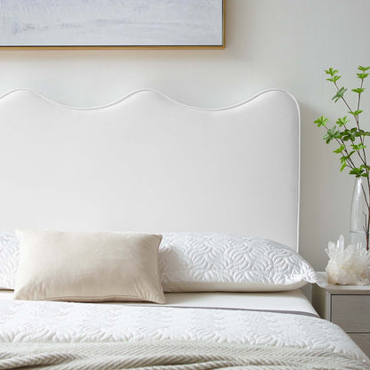 Athena Performance Velvet Headboard in white velvet with curved silhouette by Modway on Tampa Home & Garden Store