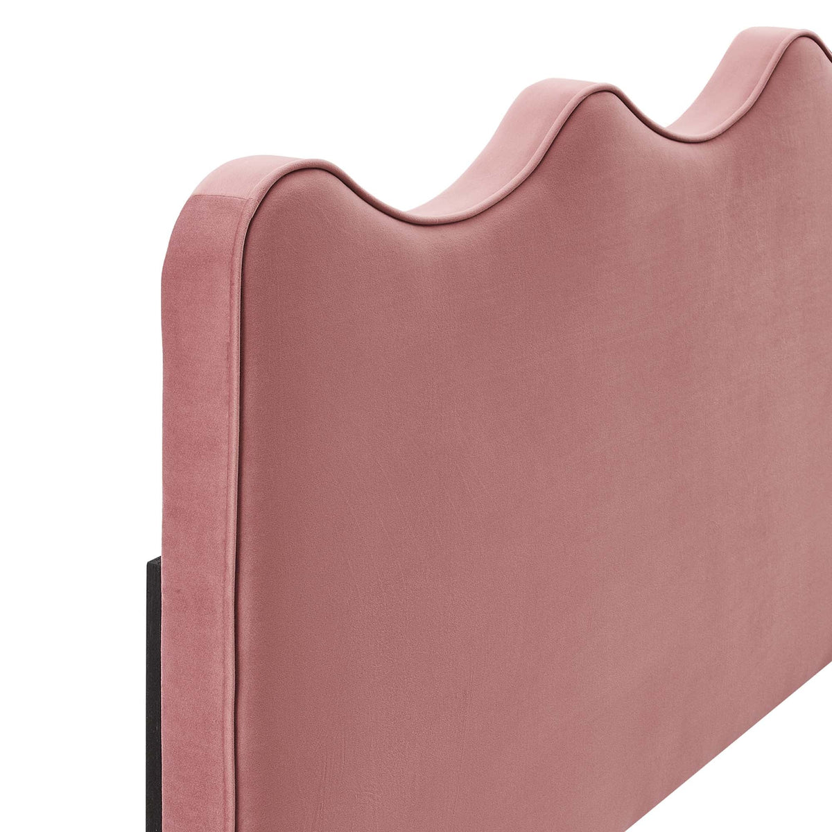 Athena Performance Velvet Headboard in dusty rose pink with curved scalloped silhouette on Tampa Home & Garden Store