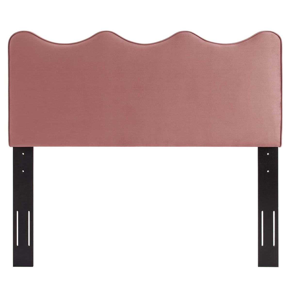 Athena Performance Velvet Headboard in pink velvet with scalloped top and black metal legs on Tampa Home & Garden Store
