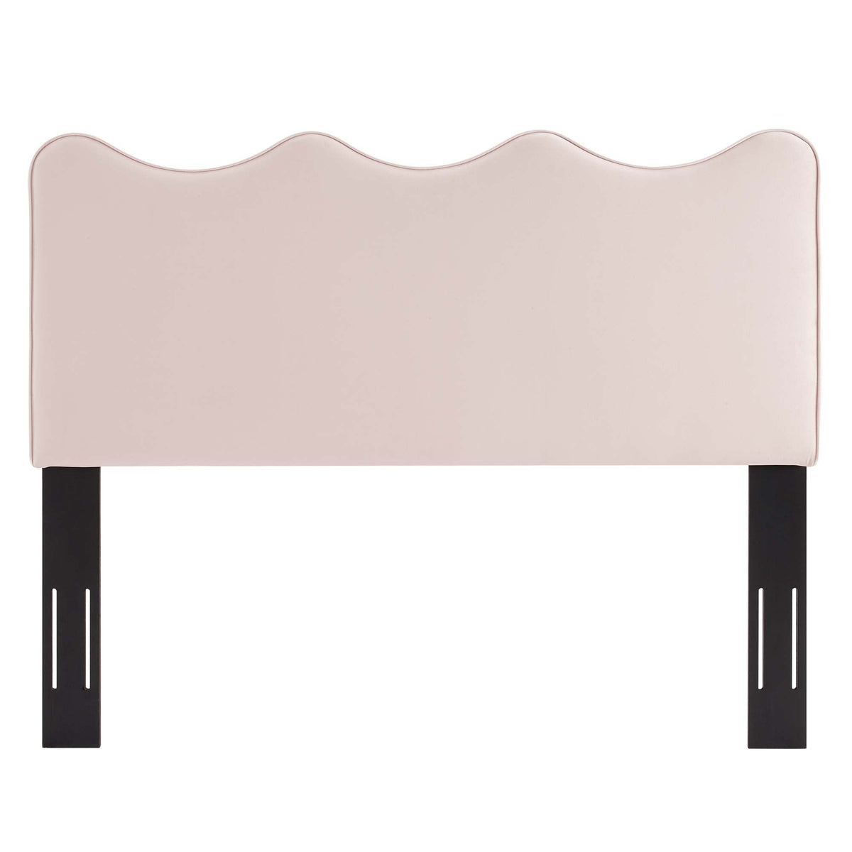 Athena Performance Velvet Headboard by Modway, blush pink velvet, curved scalloped top, black legs on Tampa Home & Garden Store