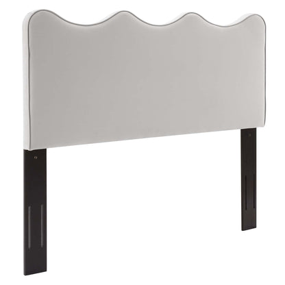 Performance Velvet King Platform Bed by HouseOfZazla gray velvet with dark wood legs on Tampa Home & Garden Store