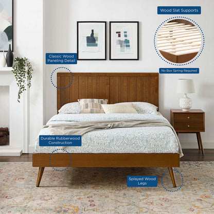 Alana wood platform bed with splayed legs in warm wood finish Modway bedframe on Tampa Home & Garden Store
