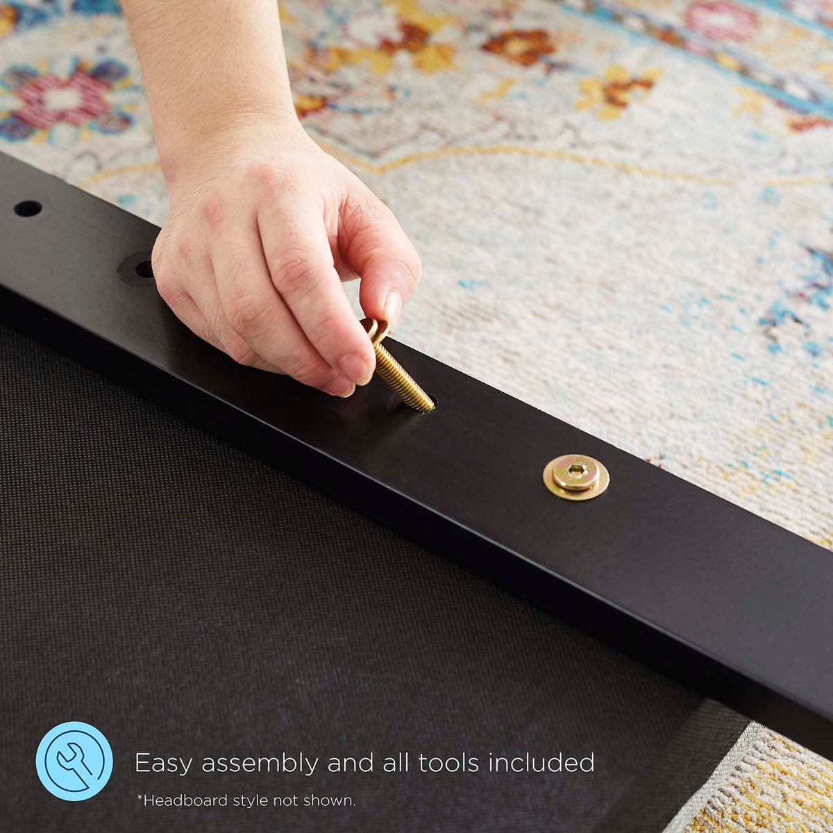 Alana wood platform bed by Modway with black finish and splayed legs assembled by hand on Tampa Home & Garden Store