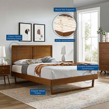 Marlee Wood King Platform Bed with Angular Frame, warm wood finish, low-profile platform on Tampa Home & Garden Store