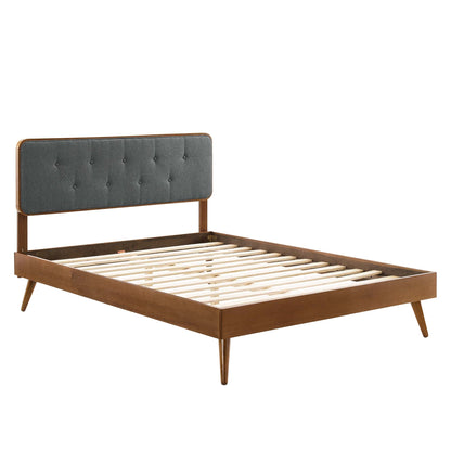Stylish Twin Platform Bed With Splayed Wood Legs