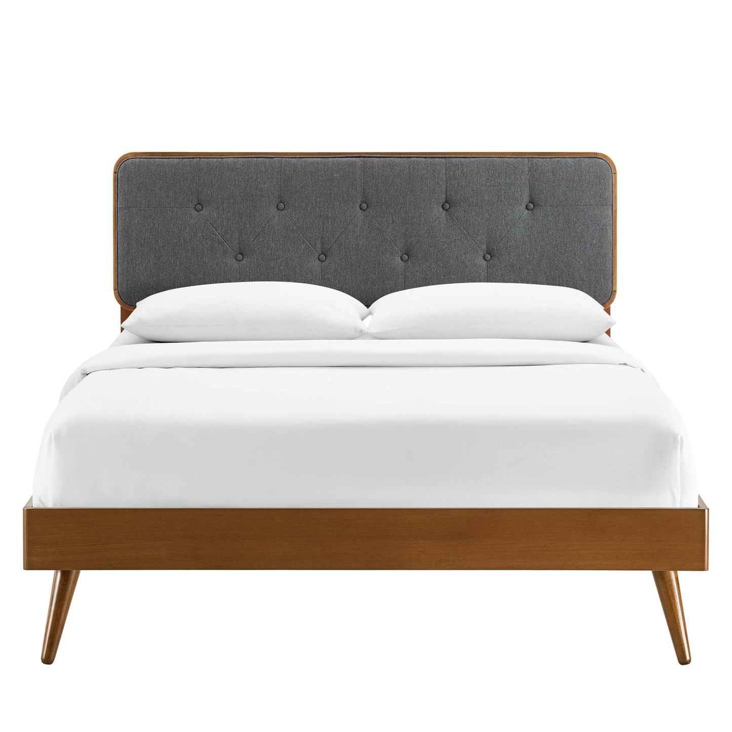 Stylish Twin Platform Bed With Splayed Wood Legs