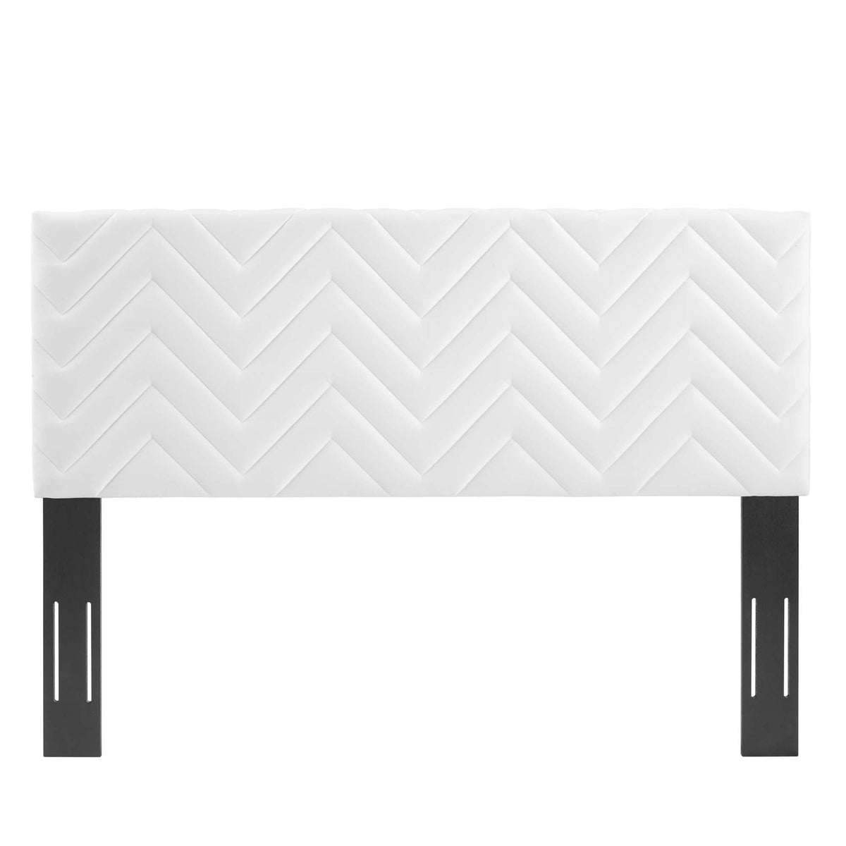 Mercy Chevron Tufted Velvet Headboard by Modway, chevron quilted, bedroom accent with black legs on Tampa Home & Garden Store