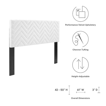 Mercy Chevron Tufted Performance Velvet Headboard by Modway in white with black metal legs on Tampa Home & Garden Store
