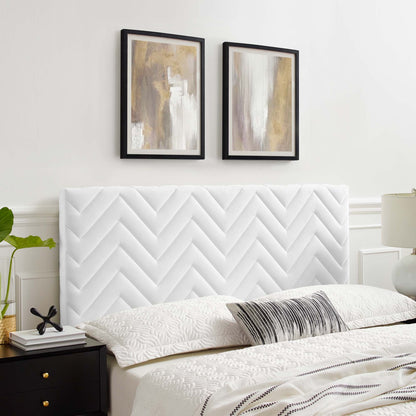 Mercy Chevron Tufted Velvet Headboard by Modway, white upholstered headboard on Tampa Home & Garden Store
