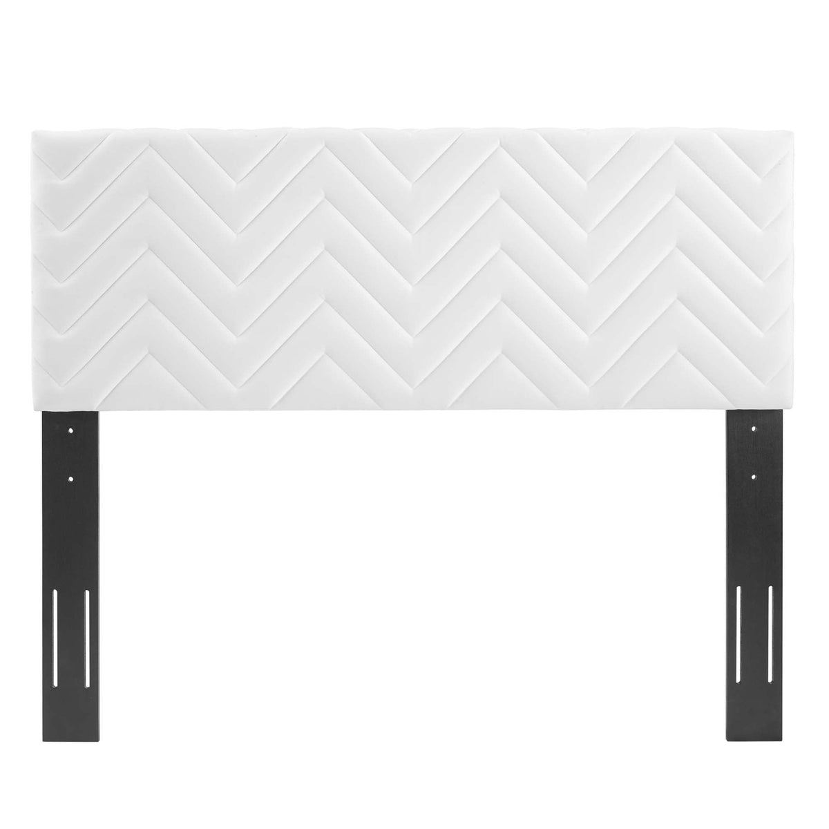 Headboard Mercy Chevron Tufted by HouseOfZazla, white with chevron quilting and black legs on Tampa Home & Garden Store