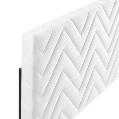 Mercy Chevron Tufted Performance Velvet Headboard in white with chevron tufting by Modway on Tampa Home & Garden Store