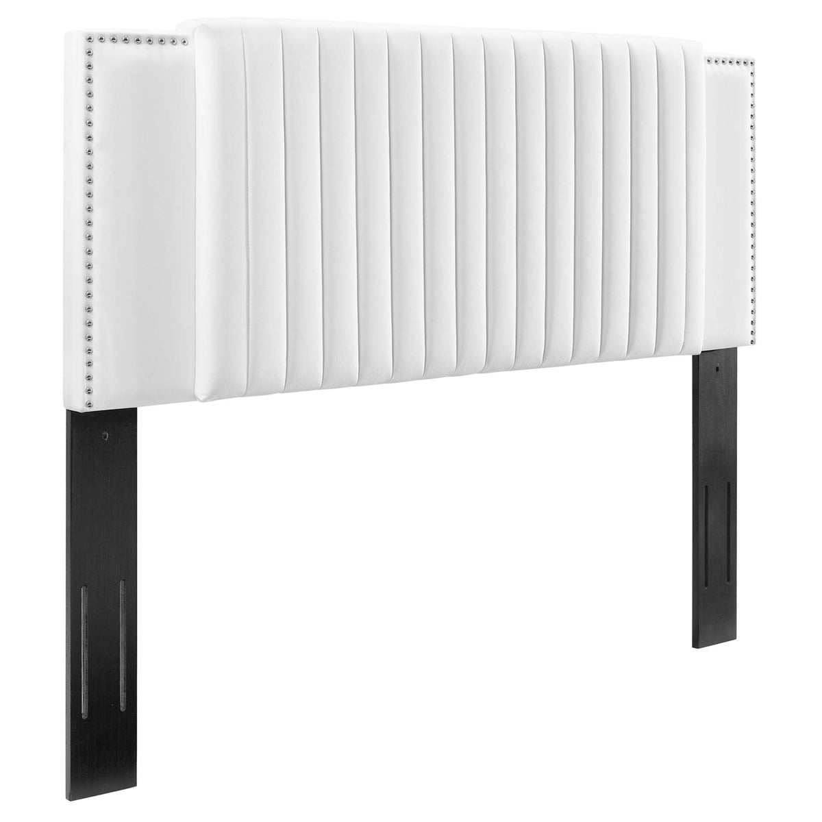 Felicity Channel Tufted Performance Velvet Twin Headboard HouseOfZazla white nailhead trim on Tampa Home & Garden Store