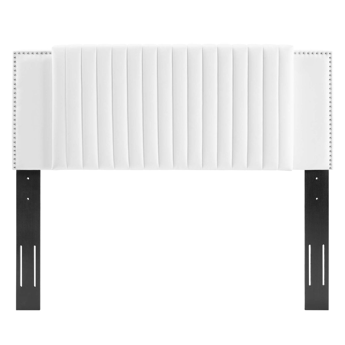 Felicity Channel Tufted Twin Headboard white velvet by HouseOfZazla with vertical channels on Tampa Home & Garden Store