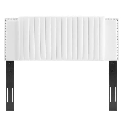 Felicity Channel Tufted Twin Headboard white velvet by HouseOfZazla with vertical channels on Tampa Home & Garden Store