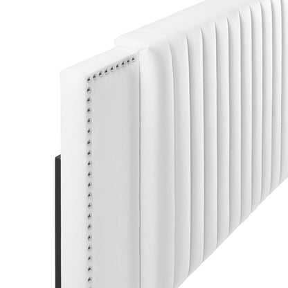 Felicity Channel Tufted Performance Velvet Twin Headboard white with vertical channels on Tampa Home & Garden Store