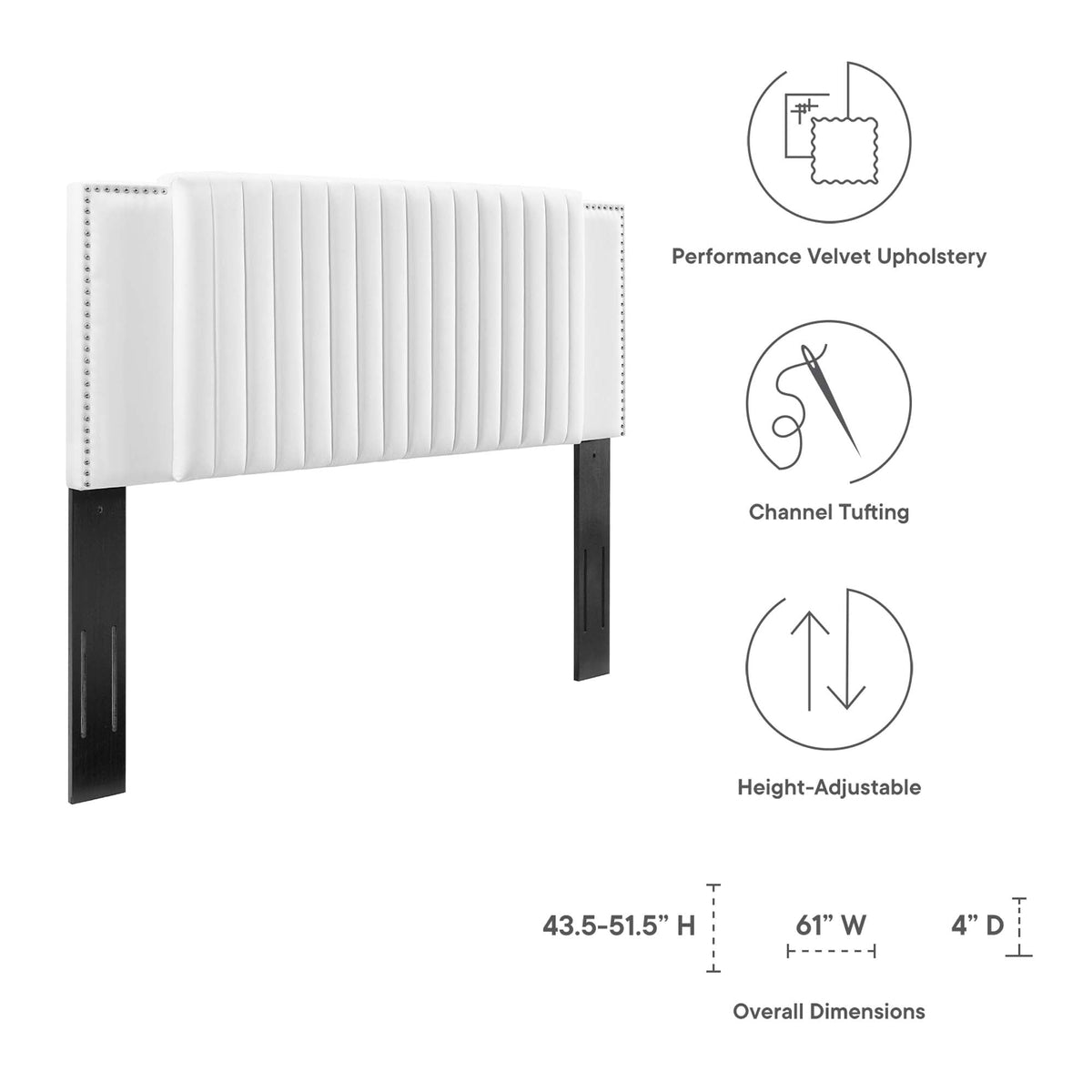 Felicity Channel Tufted Performance Velvet Twin Headboard white upholstery by HouseOfZazla on Tampa Home & Garden Store