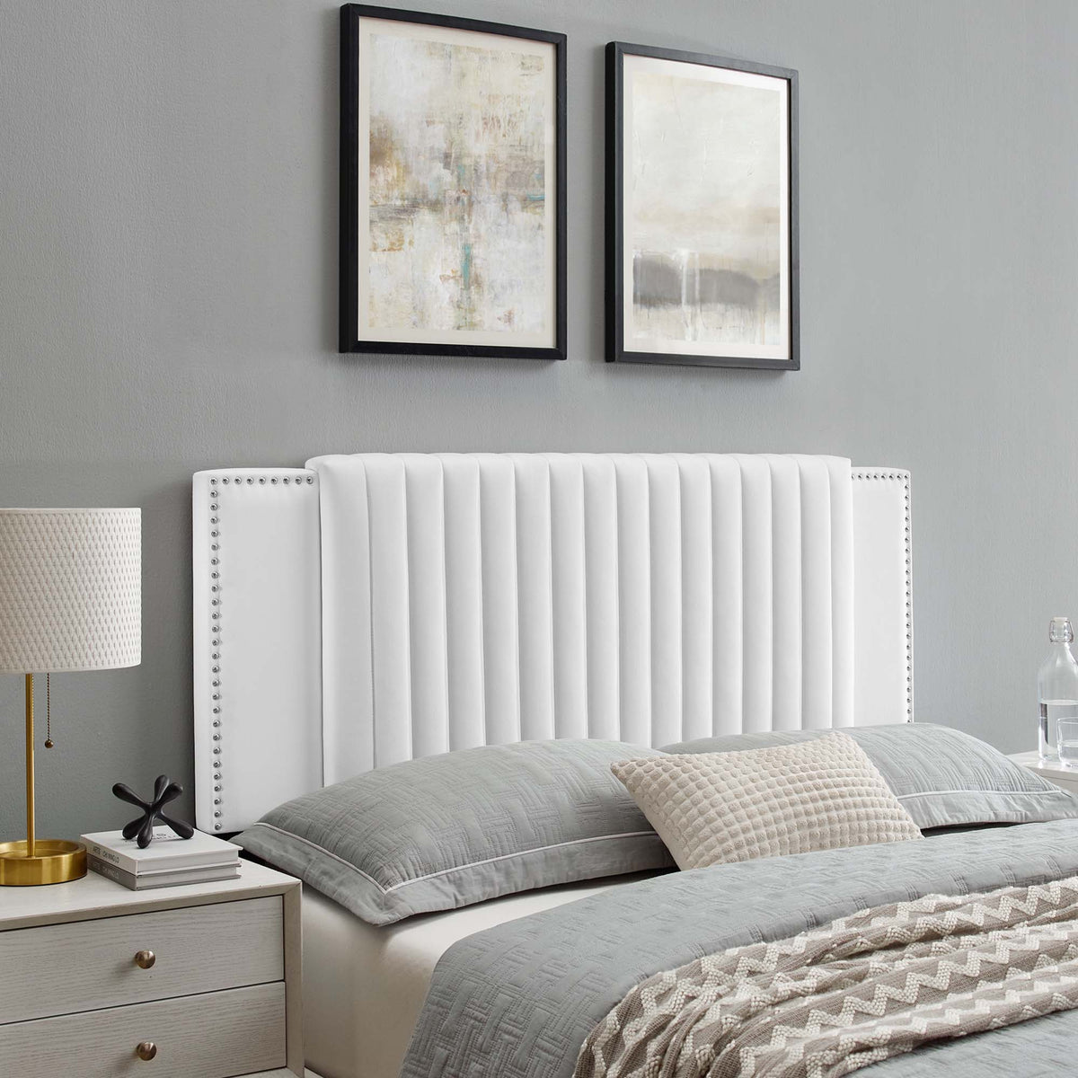 Felicity Channel Tufted Performance Velvet Twin Headboard white by HouseOfZazla on Tampa Home & Garden Store