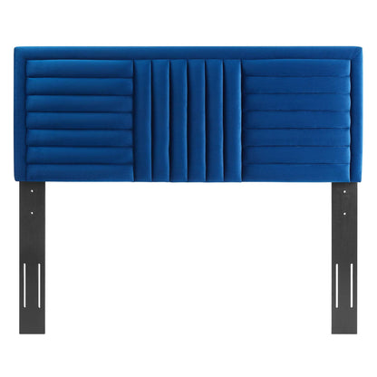 Believe Channel Tufted Performance Velvet Headboard blue velvet for bedroom, HouseOfZazla on Tampa Home & Garden Store