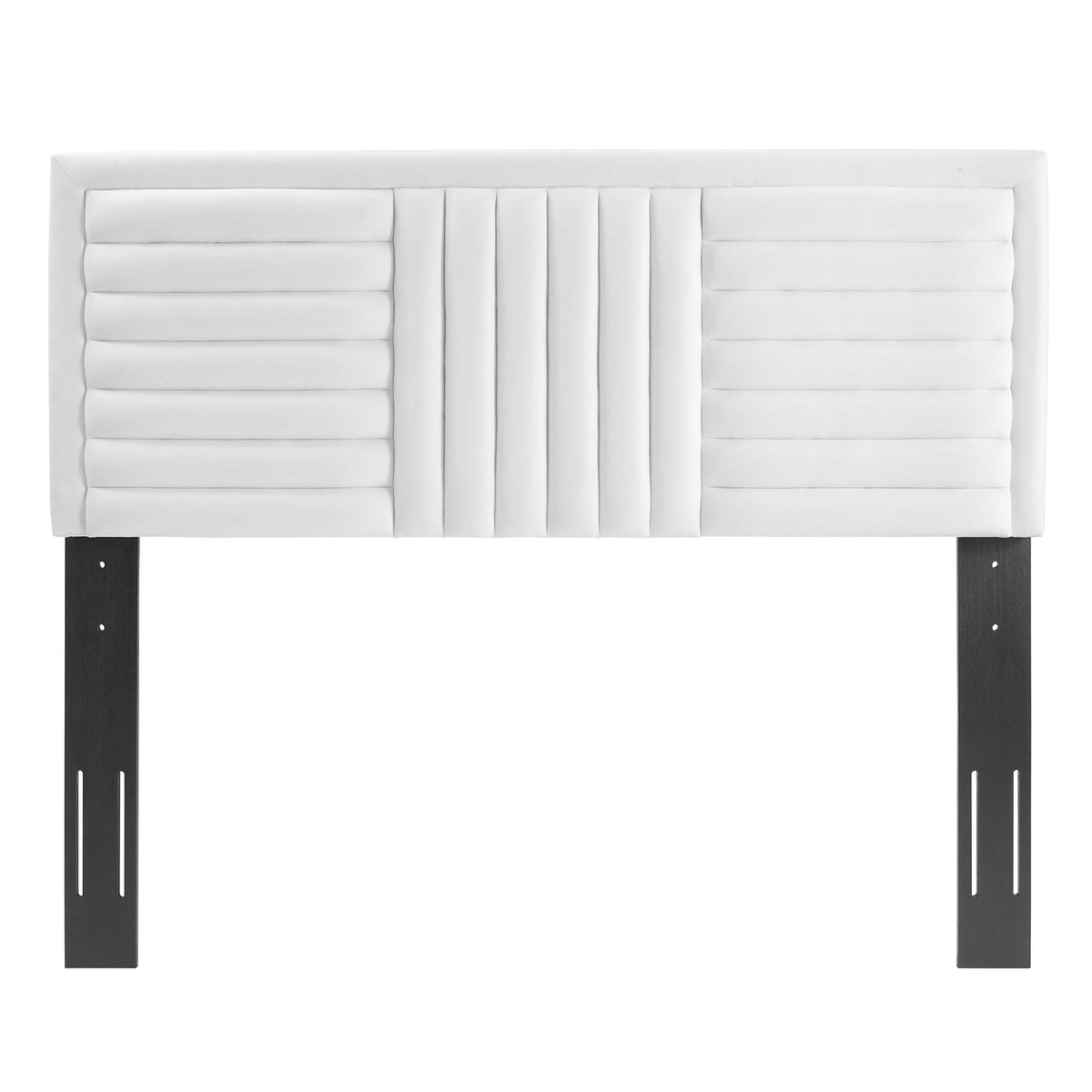 Headboard Believe Channel Tufted Performance Velvet, white upholstered, Modway on Tampa Home & Garden Store