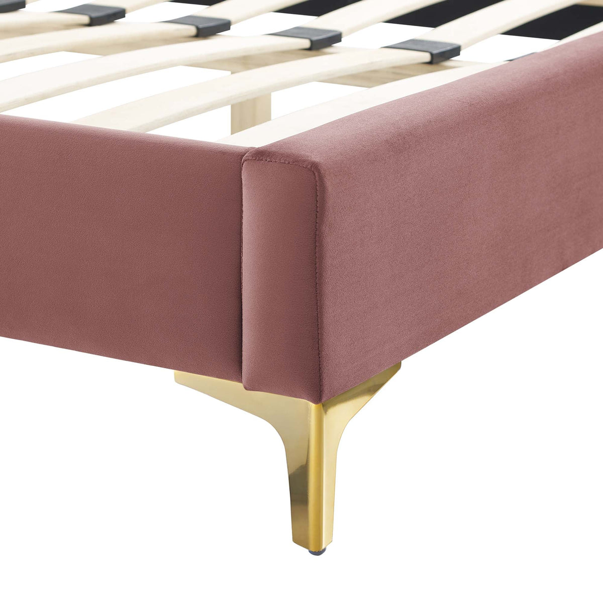 Current Performance Velvet Full Platform Bed by Modway in dusty rose velvet with gold legs on Tampa Home & Garden Store