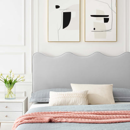 Current Performance Velvet Platform Bed by Modway in gray with pink knit throw at foot on Tampa Home & Garden Store