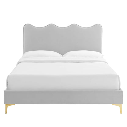 Current Performance Velvet Full Platform Bed by Modway gray velvet with gold legs on Tampa Home & Garden Store