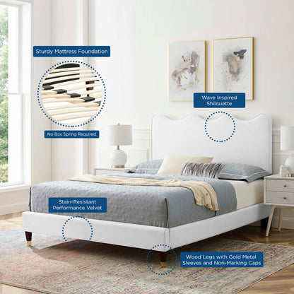 Current Velvet Full Platform Bed MOD-6731 by Modway, gray velvet on white frame on Tampa Home & Garden Store
