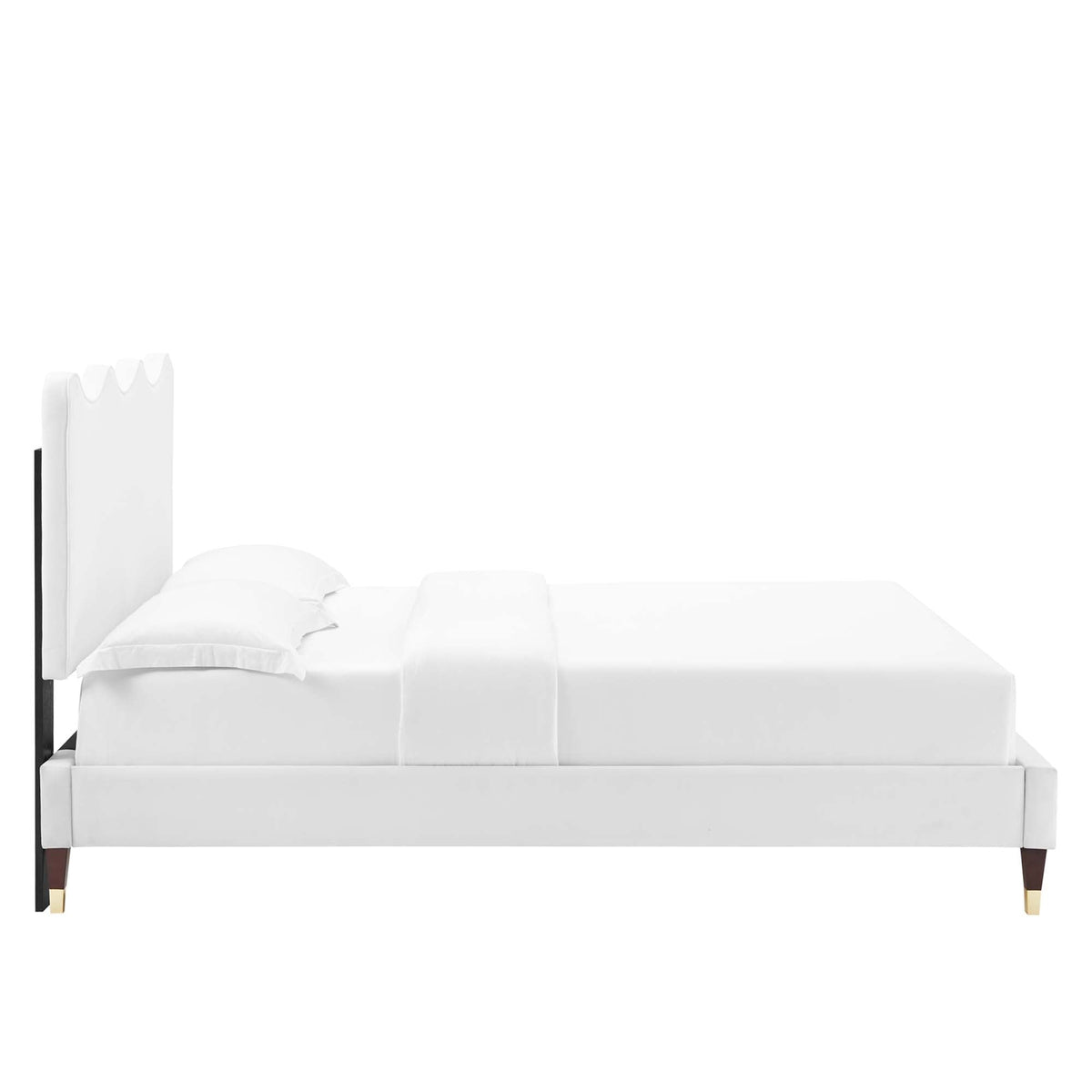 White performance velvet full platform bed with scalloped headboard by Modway on Tampa Home & Garden Store