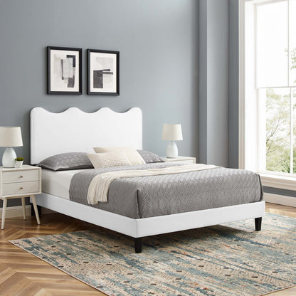 Current Performance Velvet Full Platform Bed with white velvet headboard MOD-6732 by Modway on Tampa Home & Garden Store
