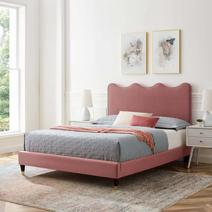 Current Performance Velvet Queen Platform Bed by Modway in dusty rose velvet on Tampa Home & Garden Store