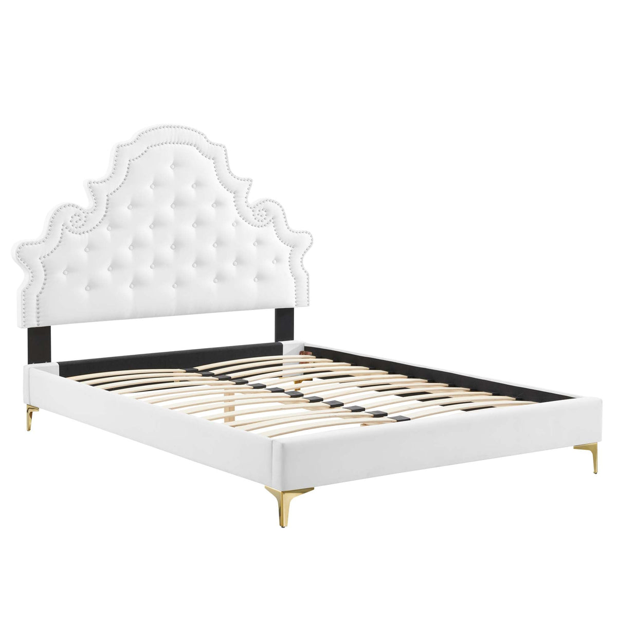 Gwyneth Tufted Performance Velvet Full Platform Bed by Modway with white tufted headboard on Tampa Home & Garden Store